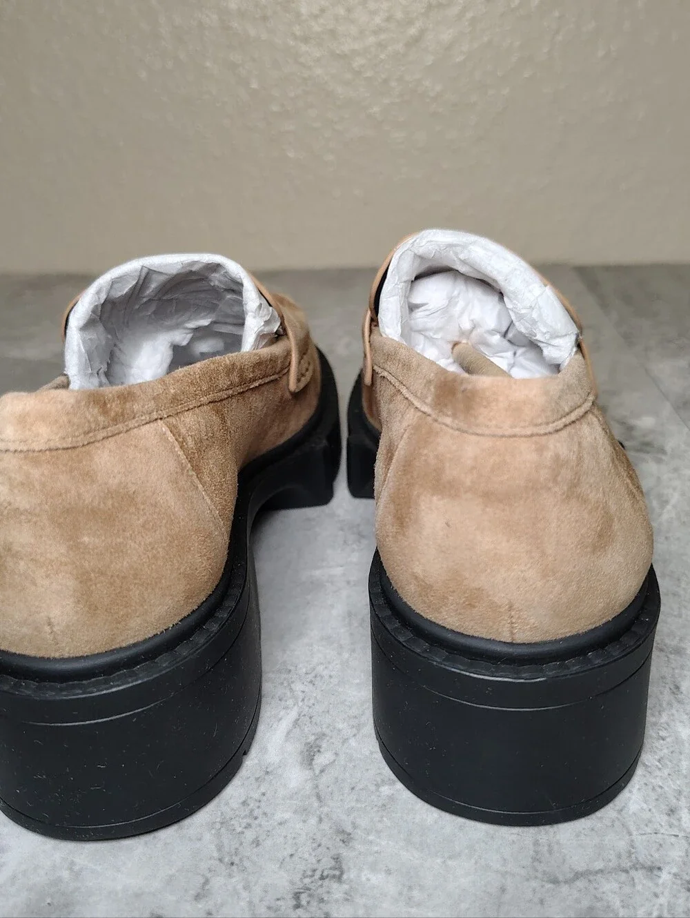 Coach Leah Suede Preppy Loafers Peanut Platform Lug Chunky 6.5